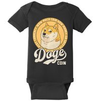 Dogecoin Doge Coin Logo Shiba Inu Dog Crypto Currency Meme Baby Bodysuit