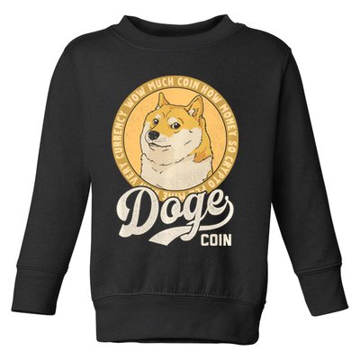 Dogecoin Doge Coin Logo Shiba Inu Dog Crypto Currency Meme Toddler Sweatshirt