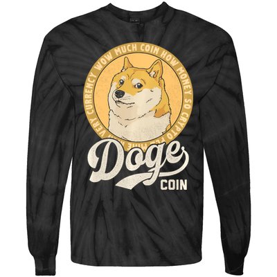 Dogecoin Doge Coin Logo Shiba Inu Dog Crypto Currency Meme Tie-Dye Long Sleeve Shirt