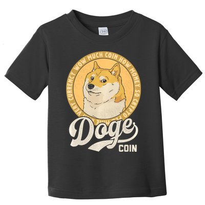 Dogecoin Doge Coin Logo Shiba Inu Dog Crypto Currency Meme Toddler T-Shirt