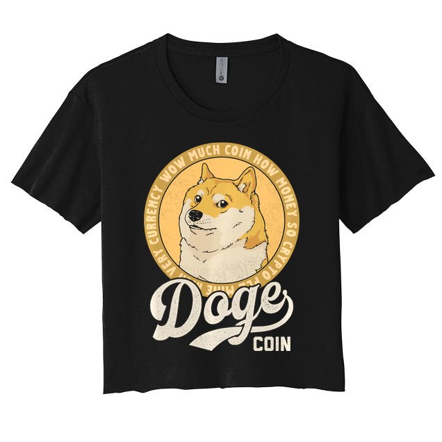 Dogecoin Doge Coin Logo Shiba Inu Dog Crypto Currency Meme Women's Crop Top Tee