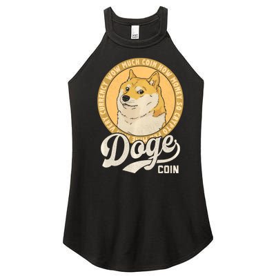 Dogecoin Doge Coin Logo Shiba Inu Dog Crypto Currency Meme Women’s Perfect Tri Rocker Tank