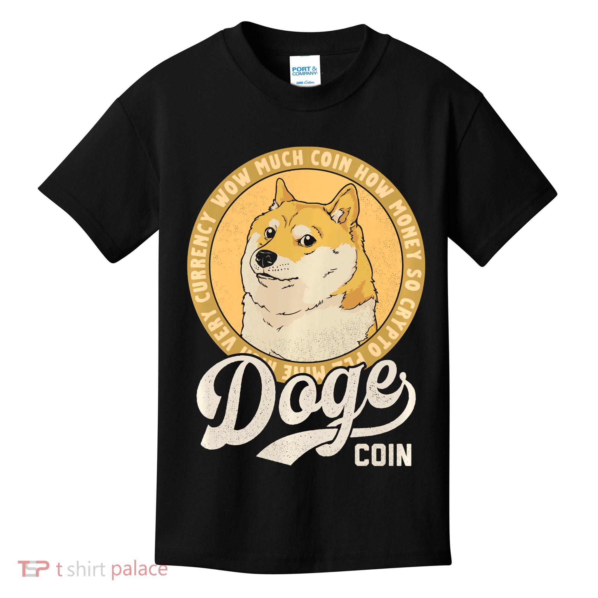 Dogecoin Doge Coin Logo Shiba Inu Dog Crypto Currency Meme Kids T-Shirt