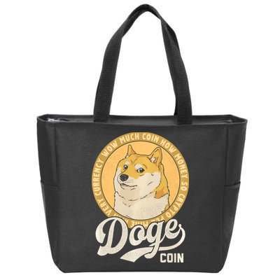 Dogecoin Doge Coin Logo Shiba Inu Dog Crypto Currency Meme Zip Tote Bag