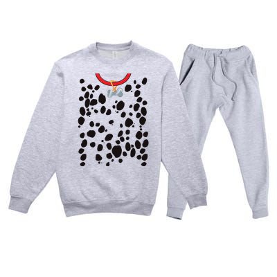 Dog Dalmatian Costume Dalmations Spots Puppy Print Halloween Premium Crewneck Sweatsuit Set