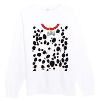 Dog Dalmatian Costume Dalmations Spots Puppy Print Halloween Premium Crewneck Sweatshirt