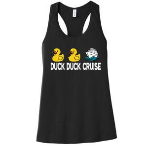 Duck Duck Cruise Funny Family Cruising Matching Women's Racerback Tank