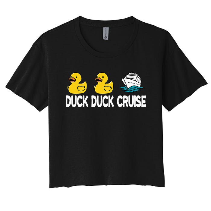 Duck Duck Cruise Funny Family Cruising Matching Women's Crop Top Tee