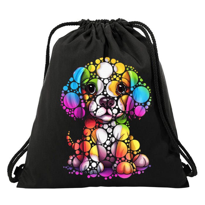 Dot Day Colorful Dog International Dots Day Teacher Min Drawstring Bag