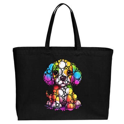 Dot Day Colorful Dog International Dots Day Teacher Min Cotton Canvas Jumbo Tote