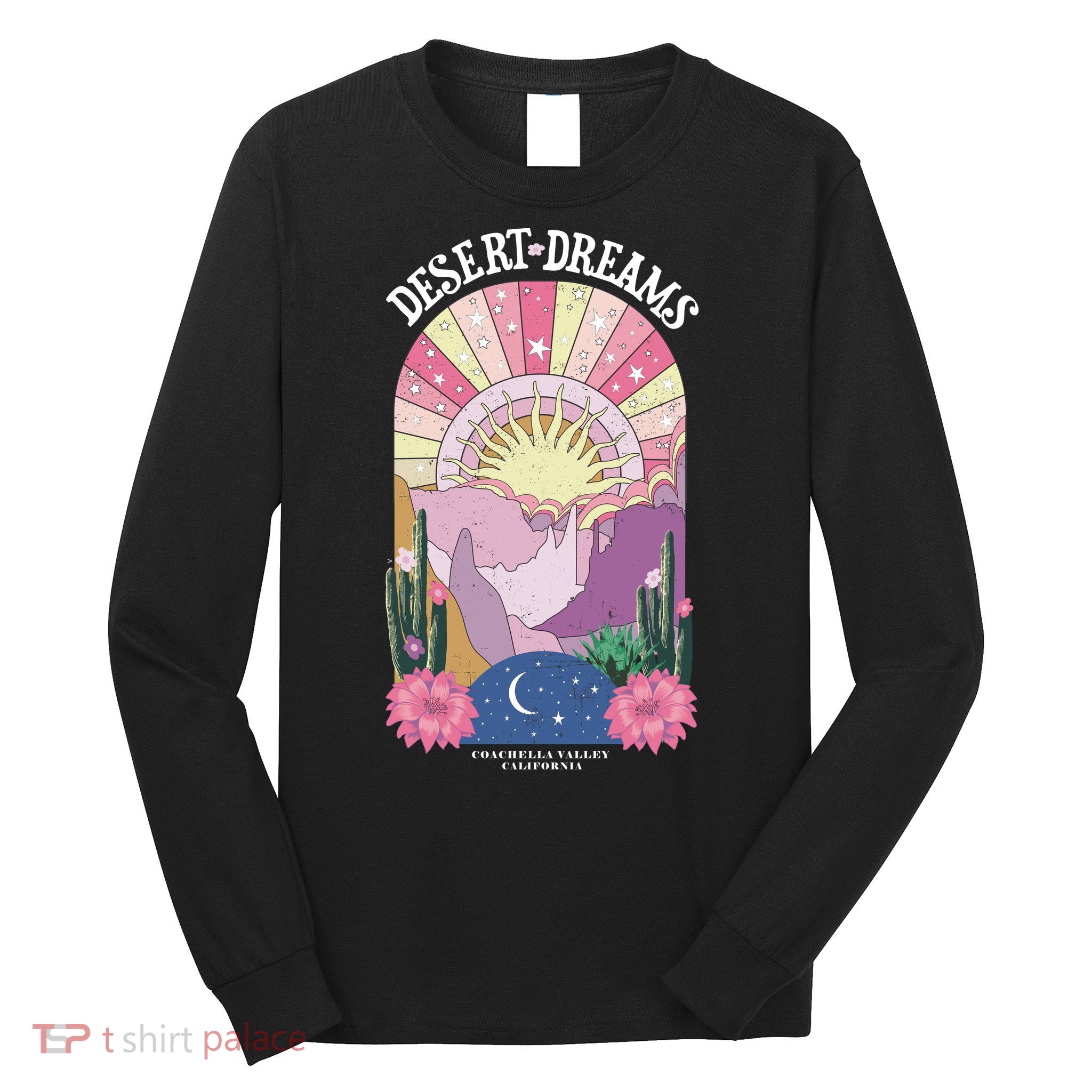 Desert Dreams Coachella Valley California Retro Long Sleeve Shirt