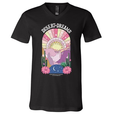 Desert Dreams Coachella Valley California Retro V-Neck T-Shirt