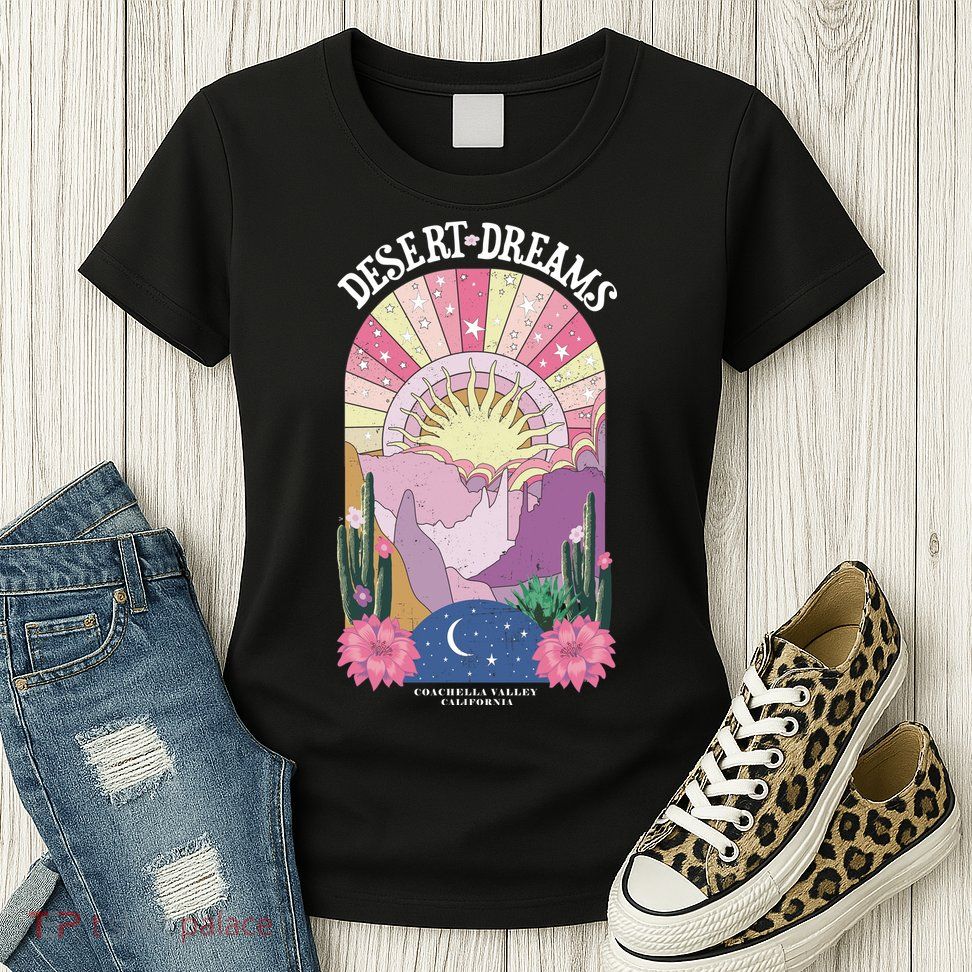 Desert Dreams Coachella Valley California Retro Womens T-Shirt