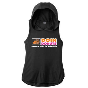 Doin Donuts Cute Gift Funny Burnout Racing Car Enthusiast / Car Guy Great Gift Ladies PosiCharge Tri-Blend Wicking Draft Hoodie Tank