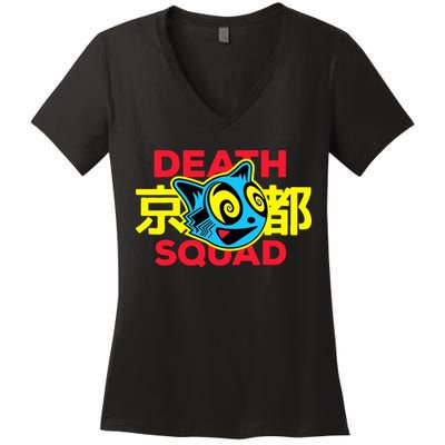 DeathSquad Death Cat Women's V-Neck T-Shirt
