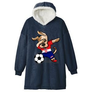 Dabbing Dog Croatia Soccer Fans Jersey Croatian Football Hooded Wearable Blanket