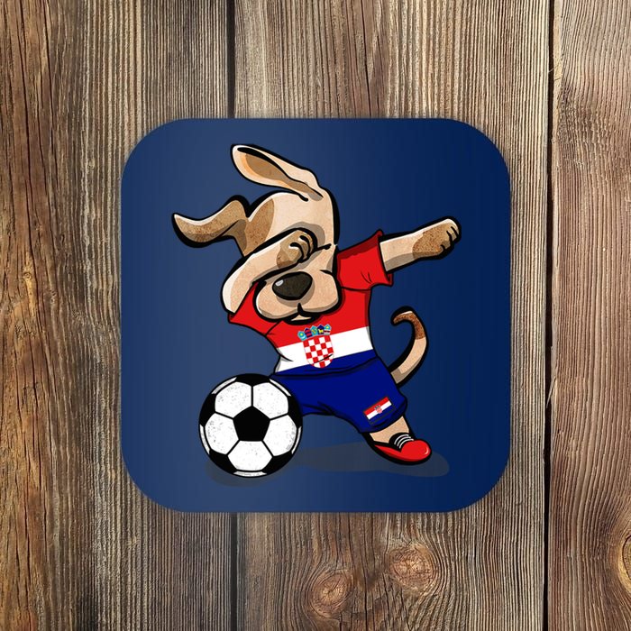 Dabbing Dog Croatia Soccer Fans Jersey Croatian Football Coaster