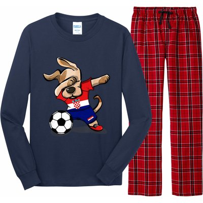 Dabbing Dog Croatia Soccer Fans Jersey Croatian Football Long Sleeve Pajama Set