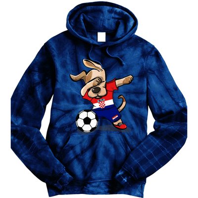 Dabbing Dog Croatia Soccer Fans Jersey Croatian Football Tie Dye Hoodie