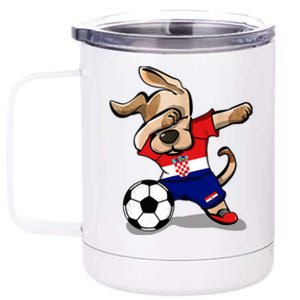 Dabbing Dog Croatia Soccer Fans Jersey Croatian Football 12 oz Stainless Steel Tumbler Cup