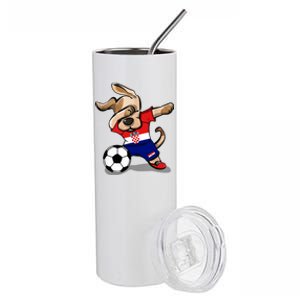 Dabbing Dog Croatia Soccer Fans Jersey Croatian Football Stainless Steel Tumbler