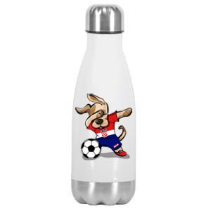 Dabbing Dog Croatia Soccer Fans Jersey Croatian Football Stainless Steel Insulated Water Bottle