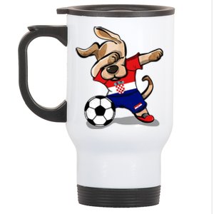 Dabbing Dog Croatia Soccer Fans Jersey Croatian Football Stainless Steel Travel Mug