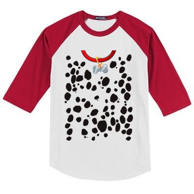 Dog Dalmatian Costume Dalmations Spots Puppy Print Halloween Kids Colorblock Raglan Jersey