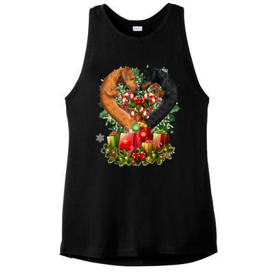 Dachshund Dog Couple Heart Shape Christmas Great Gift Ladies PosiCharge Tri-Blend Wicking Tank