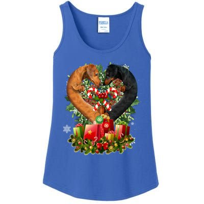 Dachshund Dog Couple Heart Shape Christmas Great Gift Ladies Essential Tank