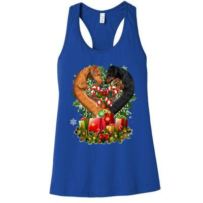 Dachshund Dog Couple Heart Shape Christmas Great Gift Women's Racerback Tank