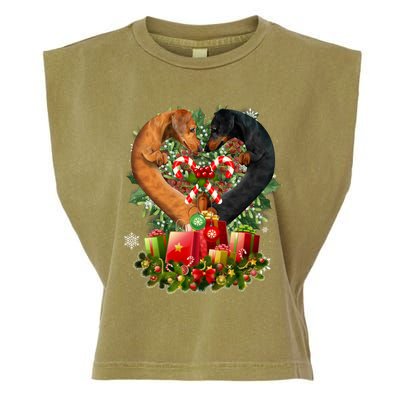 Dachshund Dog Couple Heart Shape Christmas Great Gift Garment-Dyed Women's Muscle Tee