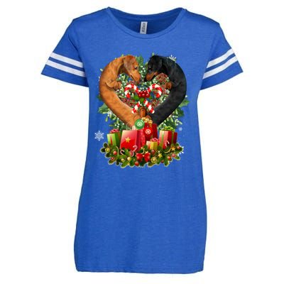 Dachshund Dog Couple Heart Shape Christmas Great Gift Enza Ladies Jersey Football T-Shirt