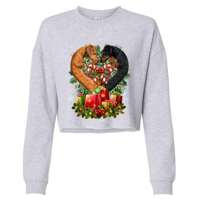 Dachshund Dog Couple Heart Shape Christmas Great Gift Cropped Pullover Crew