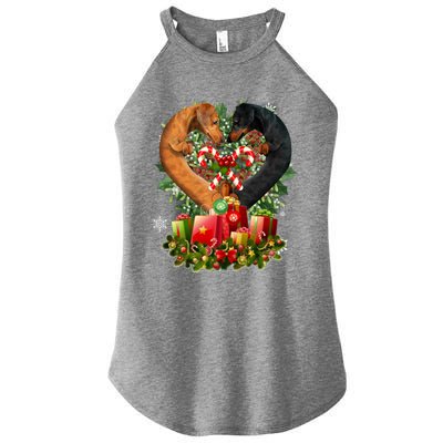 Dachshund Dog Couple Heart Shape Christmas Great Gift Women's Perfect Tri Rocker Tank