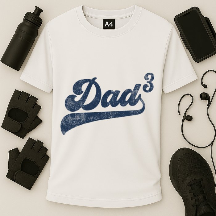 Dad3 Dad Cubed Gifts Father Of Three Daddy 3 Third Time Dad Performance Shirt