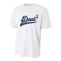 Dad3 Dad Cubed Gifts Father Of Three Daddy 3 Third Time Dad Youth Performance Sprint T-Shirt