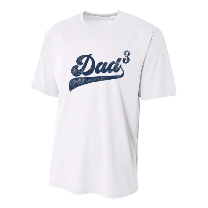 Dad3 Dad Cubed Gifts Father Of Three Daddy 3 Third Time Dad Youth Performance Sprint T-Shirt