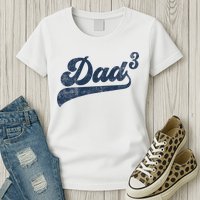 Dad3 Dad Cubed Gifts Father Of Three Daddy 3 Third Time Dad Womens T-Shirt