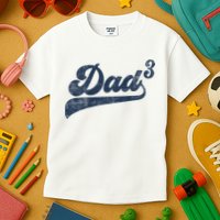 Dad3 Dad Cubed Gifts Father Of Three Daddy 3 Third Time Dad Kids T-Shirt