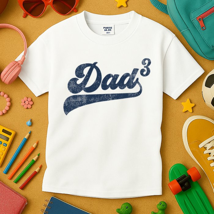 Dad3 Dad Cubed Gifts Father Of Three Daddy 3 Third Time Dad Kids T-Shirt