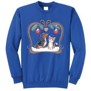 Dachshund Dog Cat Christmas Ball Snowflakes Xmas Holiday Gift Sweatshirt