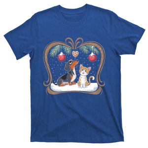 Dachshund Dog Cat Christmas Ball Snowflakes Xmas Holiday Gift T-Shirt