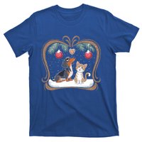 Dachshund Dog Cat Christmas Ball Snowflakes Xmas Holiday Gift T-Shirt