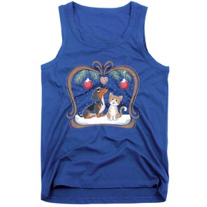 Dachshund Dog Cat Christmas Ball Snowflakes Xmas Holiday Gift Tank Top