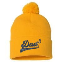 Dad3 Dad Cubed Gifts Father Of Three Daddy 3 Third Time Dad Pom Pom 12in Knit Beanie