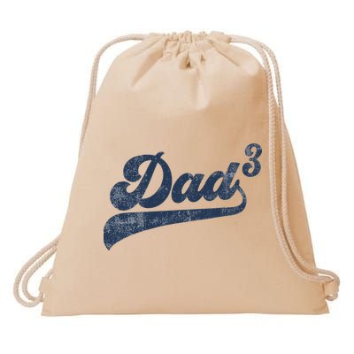 Dad3 Dad Cubed Gifts Father Of Three Daddy 3 Third Time Dad Drawstring Bag