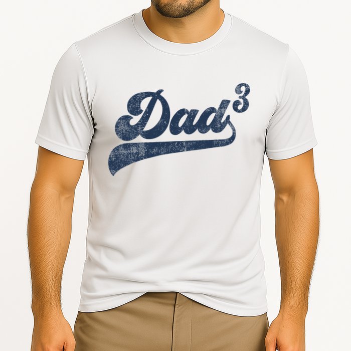 Dad3 Dad Cubed Gifts Father Of Three Daddy 3 Third Time Dad Performance Shirt