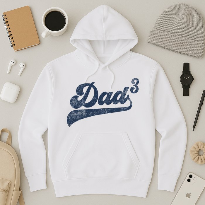 Dad3 Dad Cubed Gifts Father Of Three Daddy 3 Third Time Dad Hoodie
