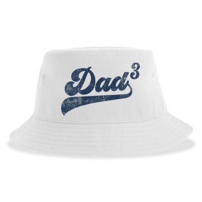 Dad3 Dad Cubed Gifts Father Of Three Daddy 3 Third Time Dad Sustainable Bucket Hat